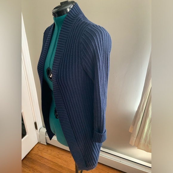 L.L. Bean navy cardigan size small 100% cotton fishermancore - Picture 2 of 7
